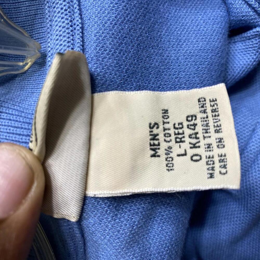 LL Bean Polo Shirt Men's Short Sleeve Blue Striped Adult Casual Size Large - Picture 6 of 11